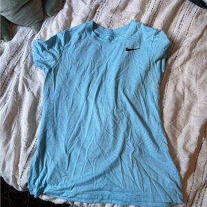 Nike Light Blue Crewneck Tee with Small Black Swoosh